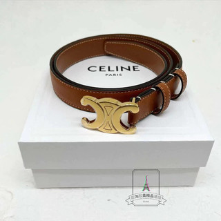CELINE 賽琳 Triomphe 凱旋門 焦糖色 金扣 腰帶 皮帶
