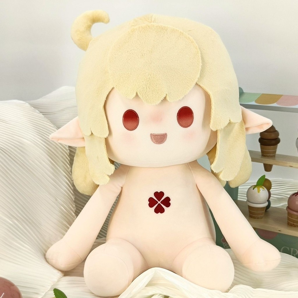 棉花娃娃 娃娃可莉40cm棉花娃娃原神同人周边坐姿裸娃可莉周边毛绒生日礼物原创 娃娃 玩偶 公仔