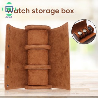 Multifunctional Watch Roll Travel Case Leather Watch Roll Bo