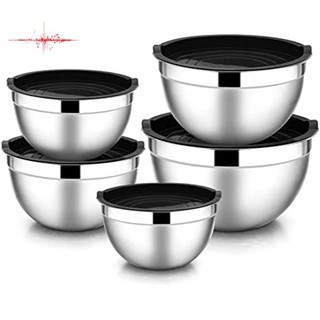 5 Pcs Mixing Bowl,Stainless Steel Stackable Salad Bowl with