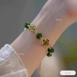 【Emily嚴選】天然四葉草白水晶手鍊 手串 紫水晶綠水晶手鍊女 招財事業桃花手串 防小人手鍊 手鍊 手飾 水晶手串 手