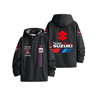 SUZUKI鈴木ECSTAR摩托motogp廠隊騎行服沖鋒衣外套男春秋夾克上衣【青衫】