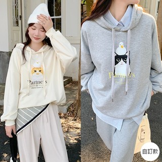 【HARPER】品牌自訂萌寵夥伴連帽大學T | 隔日到貨 連帽上衣 大學T 圖案T【CLCCE95140J】