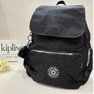 公司貨附發票Kipling 碳黑掀蓋拉鍊後背包 CITY ZIP S KPKI73549SB10OS