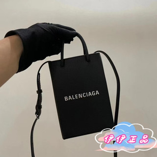 免運 BALENCIAGA 巴黎世家 5938260 黑 白 灰色 牛皮 手機包 斜挎包 男女同款 手提包