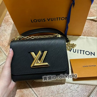 免運 LV 路易威登 Twist Lock PM 黑色 金扣銀扣 肩背包 鏈帶包 側背包 M21119 免運