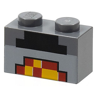 磚家 LEGO 樂高 深灰色 1x2 Brick 印刷 Minecraft 鍛造爐 火 3004 3004pb162