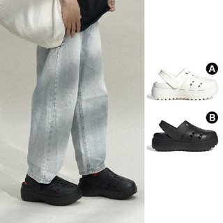 Adidas Adilette Clog Platform 女鞋 白/黑 厚底 透氣 拖鞋 JP9576/JP9577