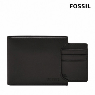 【FOSSIL 官方旗艦館】Derrick 真皮二合一可拆式皮夾 男用短夾-黑色 ML3685001 (禮盒組附鐵盒)