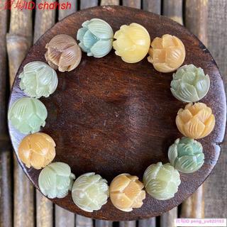 汪汪/新品熱銷原創精雕多寶蓮花菩提根手串男女天然白玉菩提子雕刻蓮花手鍊佛珠
