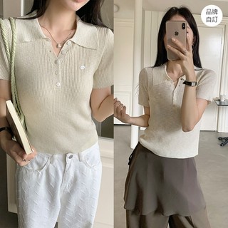 【HARPER】品牌自訂hezo小牌標坑條竹節紗上衣 | 隔日到貨 短袖上衣 短版上衣【CLCCB46022K】