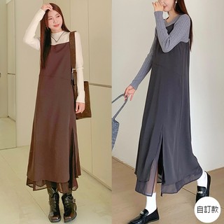 【HARPER】品牌自訂溫柔接紗內刷毛洋裝 | 隔日到貨 刷毛 秋冬洋裝 連身【DSZZB46046J】
