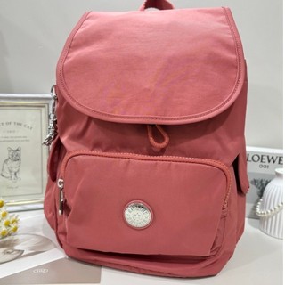 公司貨附發票Kipling 珊瑚橘紅掀蓋拉鍊後背包 CITY ZIP S KPKI25255FB10OS
