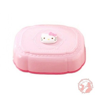 現貨 速發◆日本原裝 Hello Kitty 大臉粉色蝴蝶結附蓋肥皂盒防疫 三麗鷗 SANRIO 凱蒂貓 瀝水 浴