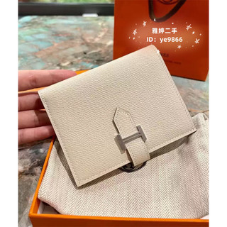 HERMES 愛馬仕 Bearn 短錢包 H03979 黑色 奶油色 雙折皮夾 短夾