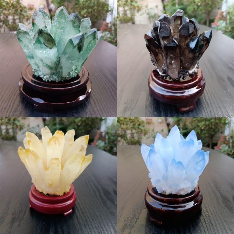 🔥臺灣出貨🔥天然水晶原礦 黃水晶簇 綠水晶簇 黃水晶柱 茶水晶簇 紫水晶簇 幽靈晶簇 大晶簇 天然聚寶盆 骨幹水晶