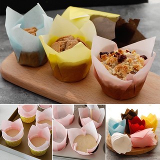 50Pcs Solid Color Cupcake Wrapper Liners Muffin Cup Tulip Ca