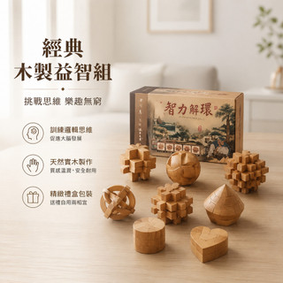 🎁孔明鎖魯班鎖全套益智解環玩具 木製實木質感 訓練邏輯思維 大腦開發 送禮自用皆宜 小孩大人都愛玩 ✨