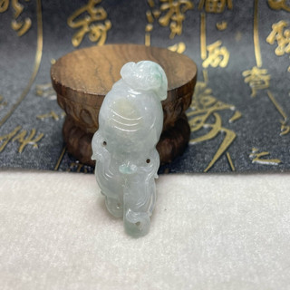 人參 人生如意 冰飄花 翡翠「彩玉閣」【現貨】手工雕 立體 如意 天然緬甸玉A貨 送禮 玉石 保平安 簍空雕刻