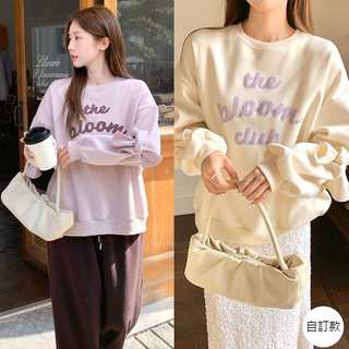 【HARPER】大學T 刷毛 字母 品牌自訂Bloom Club蝴蝶結內刷毛大學T | 現貨 【CLQUF19202K】
