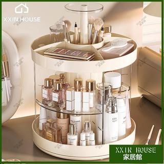 XXIN HOUSE✨旋轉化妝品收納架 分層防塵收納盒 收納盒 保養品收納 透明 壓克力 置物架 化妝臺整潔神