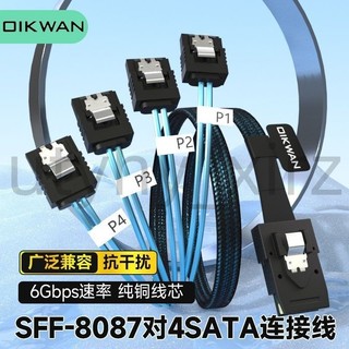 可開票♥上新‖陣列卡主機板連NAS背板Mini SAS SFF 8087轉Sata正向反接硬碟數據線