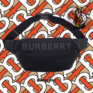 Burberry Sonny 黑色 LOGO 素面 尼龍 腰包 胸口包 8025668