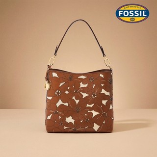 【FOSSIL 官方旗艦館】Jessie 真皮花卉滿版水桶包-咖啡色 ZB11197124