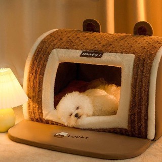 Warm Winter Cat Dog Bed House Puppy Nest Cat Cave Semi Close