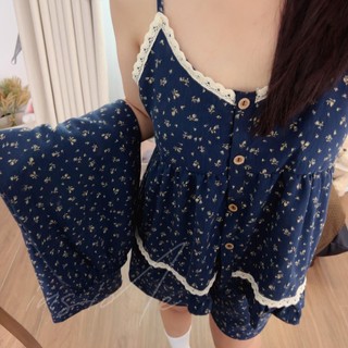 【與inside裡】帶胸墊吊帶睡衣三件套 ⁠⁠⁠⁠夏季新款甜美碎花吊帶短褲長褲 舒適家居服