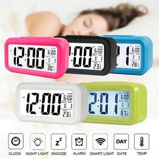 Battery Alarm Clock Operated LCD Display Digital Smart Small
