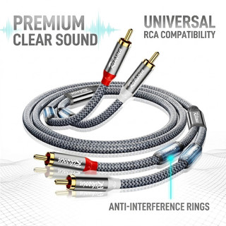 台灣出貨2RCA 公頭到 2RCA 公頭立體聲音頻電纜 HiFi 遮蔽用於家庭影院高畫質電視放大器揚聲器
