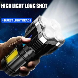 台灣出貨LED 手電筒 - 4 芯可充電遠程 COB 燈帶電池顯示露營