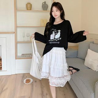 【HARPER】品牌自訂韓系仙氣蕾絲蛋糕裙 | 現貨 中長裙 蛋糕裙 蕾絲裙 裙子 婚禮穿搭【SKCCB45125K】