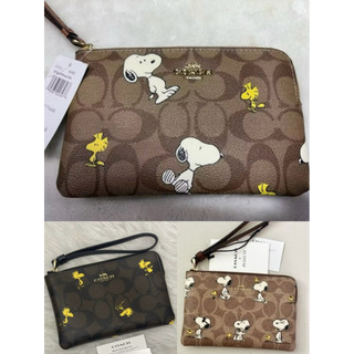 熙熙 美國正品代購COACH Peanuts Corner 聯名款拉鍊手腕包 經典 史努比印花 手拿錢包
