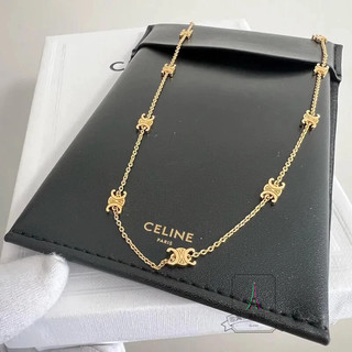 CELINE 賽琳 Mini TRIOMPHE 凱旋門 Logo 金色 頸鏈 項鏈