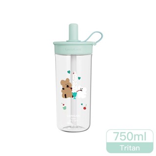 LocknLock樂扣樂扣 嚼對FUN飲吸管杯750ml-呆萌町/綠【家樂福】