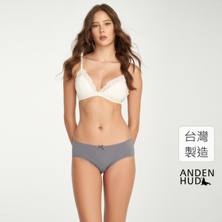【Anden Hud】經典純色．花邊中腰三角內褲(幽玄藍) 純棉台灣製