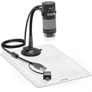 Plugable 60x-250x 數位顯微鏡 2MP 含 USB-A/C 介面 適 Windows macOS iPa