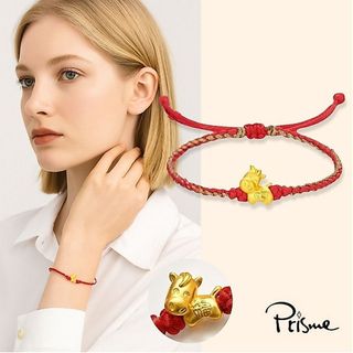 【Prisme Gold】金福萌馬 馬上有福 足金墜飾 紅編繩幸運手繩(0.08錢±0.03)