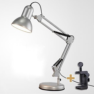Metal Swing Arm Desk Lamp, Interchangeable Base Or Clamp Mul