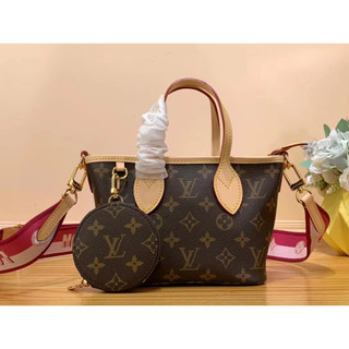 Louis Vuitton 路易威登 LV Neverfull BB 玫紅肩帶 tote包 斜背包 M46786