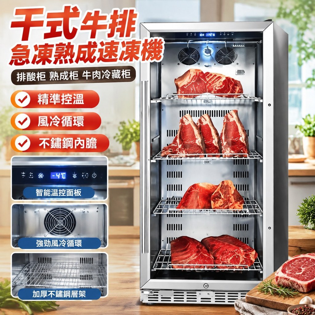 【乾式熟成】牛排熟成櫃 牛肉冷藏展示櫃 乾式急凍熟成機 排酸櫃 濕式風冷 立開統編