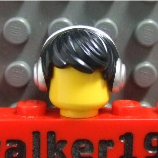 【積木2010】樂高 LEGO 銀色 耳機頭髮 / 黑色波浪 頭髮 / DJ 頭髮 8833 (H-05)