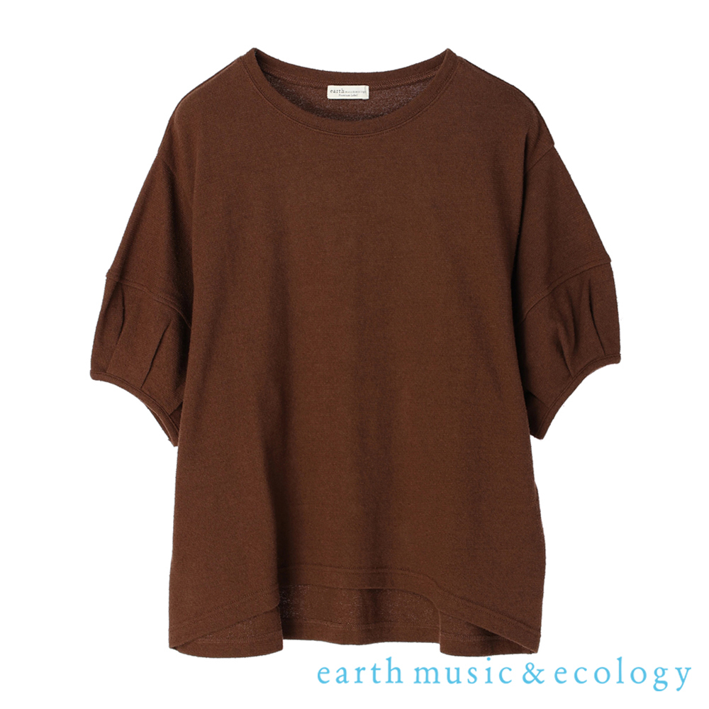 earth music&amp;ecology 泡泡袖剪裁短袖圓領上衣(1L26L1C0500)