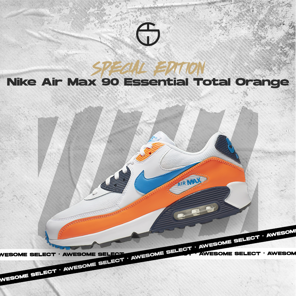 奧升嚴選 • Nike Air Max 90 Essential Total Orange 藍白橘 AJ1285-104