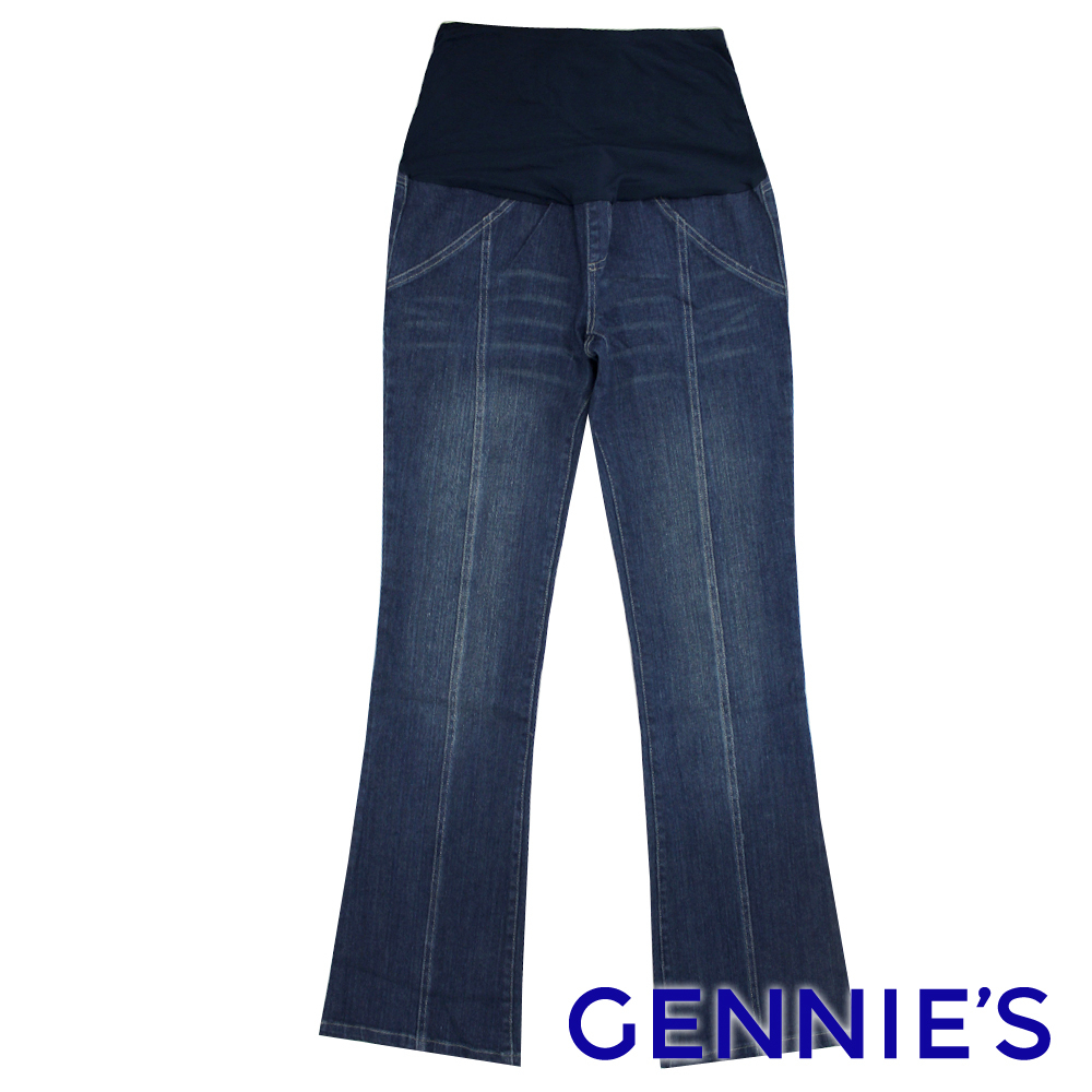 【Gennies 奇妮】顯瘦穿搭厚挺款牛仔小喇叭褲-藍(G4V22)
