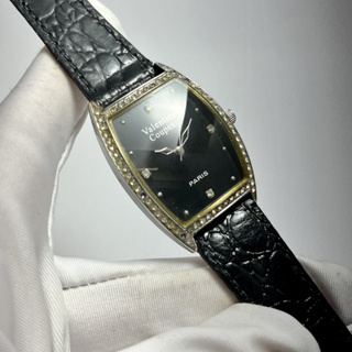全新 Valentino Coupeau 黑色大錶面 水鑽 真皮錶帶 男錶 女錶 手錶