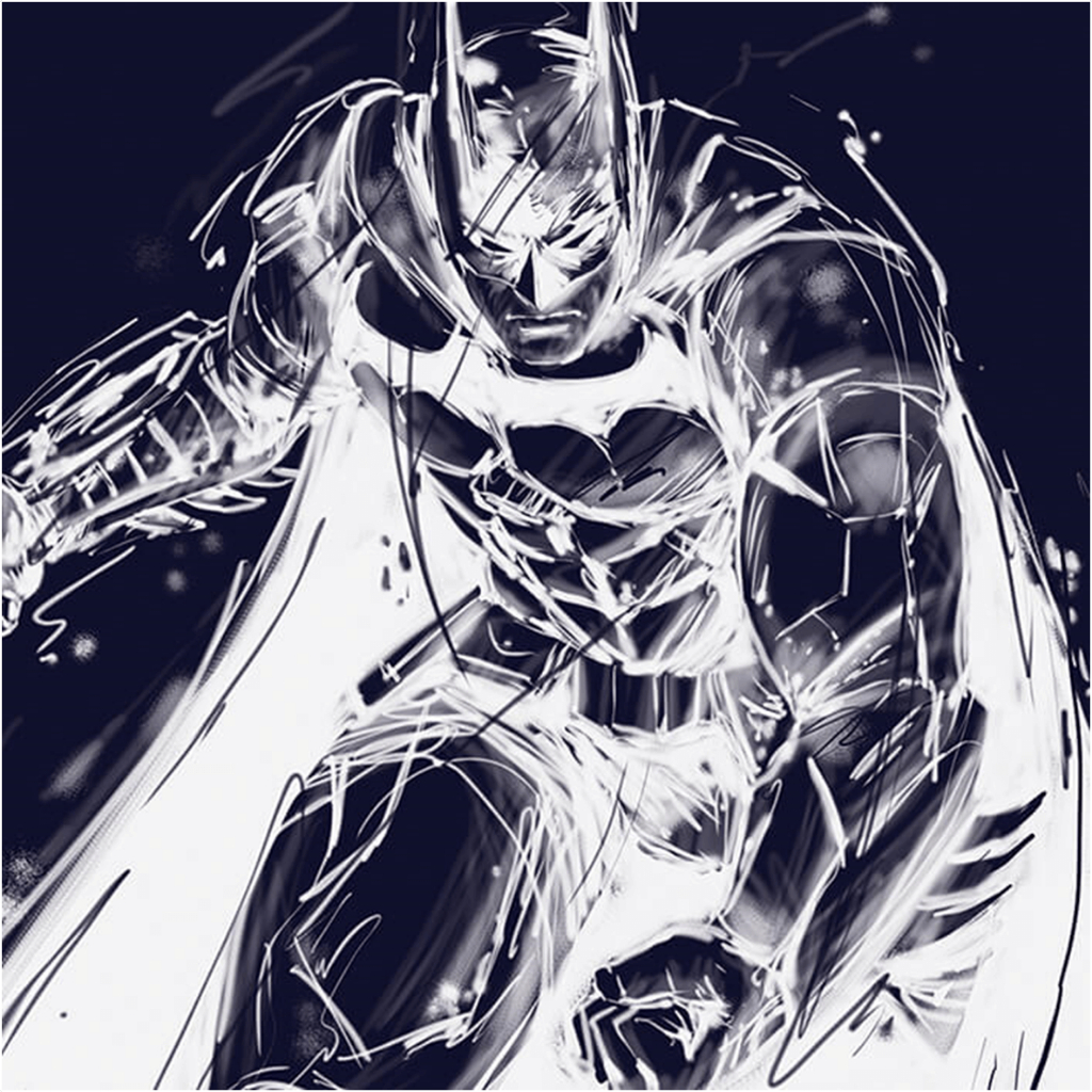 DC 蝙蝠俠：阿卡漢騎士 Batman Arkham Knight (攻擊姿態) 線稿無框畫
