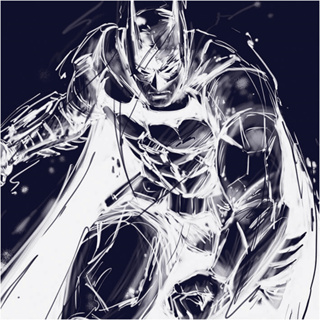 DC 蝙蝠俠：阿卡漢騎士 Batman Arkham Knight (攻擊姿態) 線稿無框畫 居家裝飾 牆壁裝飾